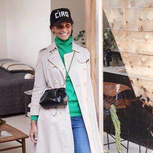 Clare V. Sissy Bag in Black Lizard